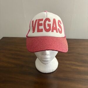 Koskash Headwear Vegas Pink and White Baseball Cap Hat Bling